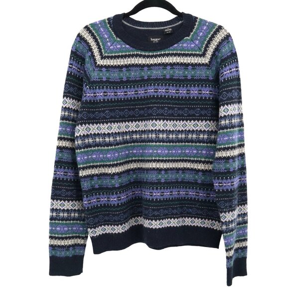 Haggar Wool Sweater Mens L Navy Classic Traditional Layering Timeless Retro Warm - Picture 1 of 16